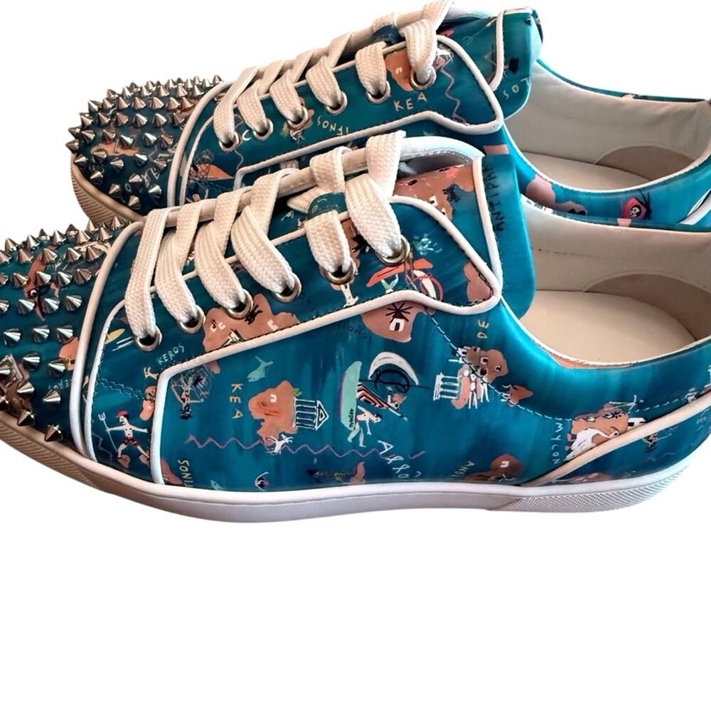Christian Louboutin Louis Junior Spikes Sneakers Oddyssey Print EU 40 US Men's 7 - Picture 4 of 11